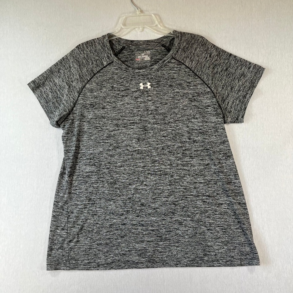Under Armour HeatGear Women XL Gray Space Dye Raglan Short Sleeve Training Loose